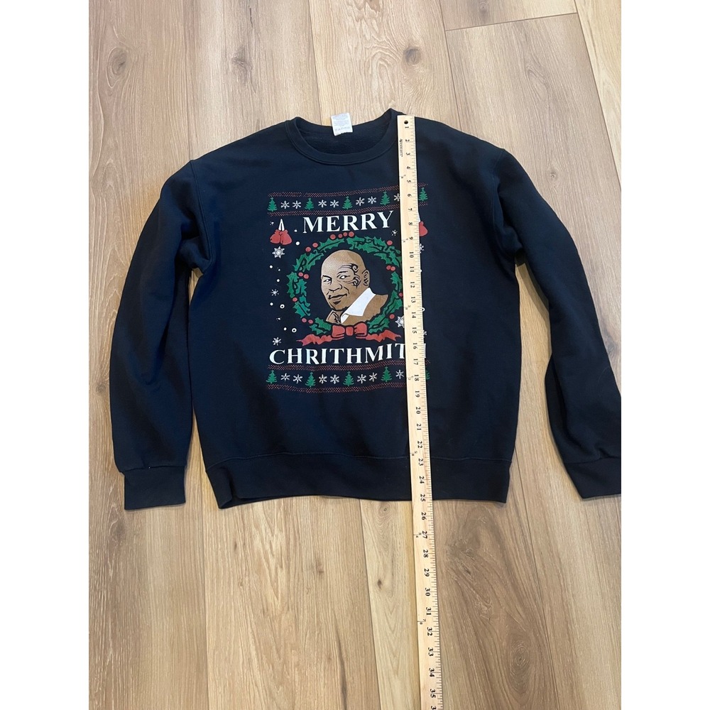 Mike Tyson Merry Chrithmith Christmas Ugly Sweater Jerzees Black Medium Funny - Picture 2 of 5